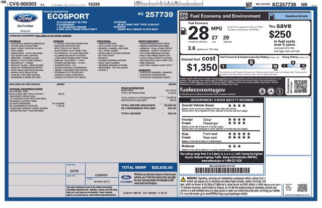 Used 2019 Ford EcoSport SE w/ SE Convenience Package image 10