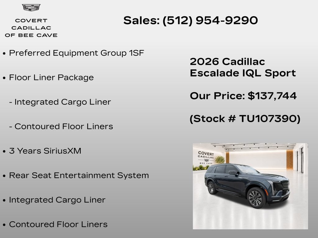 New 2026 Cadillac Escalade IQL Sport 1 w/ LPO, Floor Liner Package AWD/4WD image 7