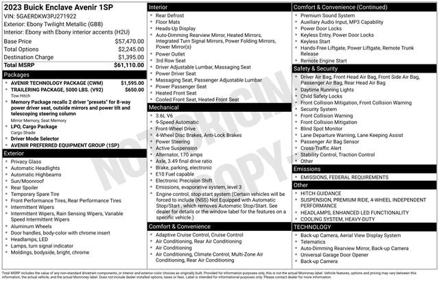 Certified 2023 Buick Enclave Avenir w/ Avenir Technology Package image 35