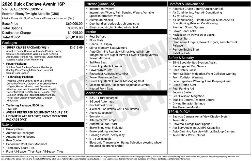 New 2026 Buick Enclave Avenir w/ Super Cruise Package FWD image 6