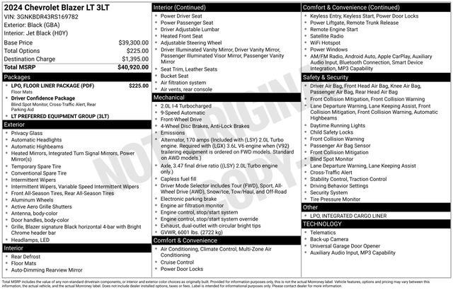 Used 2024 Chevrolet Blazer LT w/ LPO, Floor Liner Package image 30