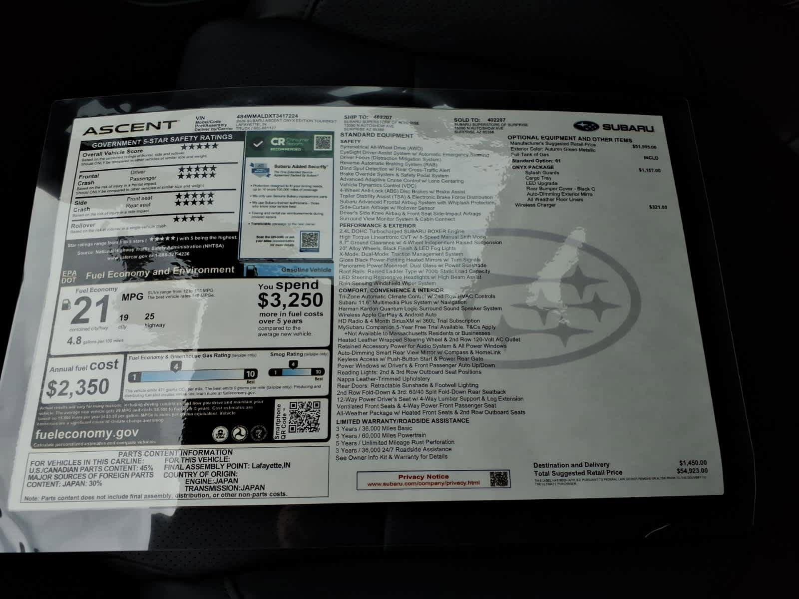 New 2026 Subaru Ascent Bronze Edition image 40