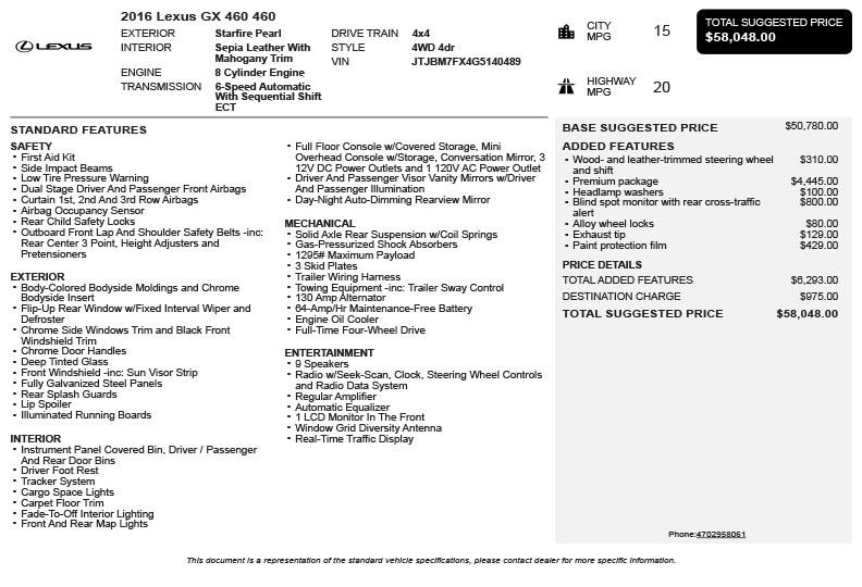 Used 2016 Lexus GX 460 w/ Premium Package AWD/4WD image 3