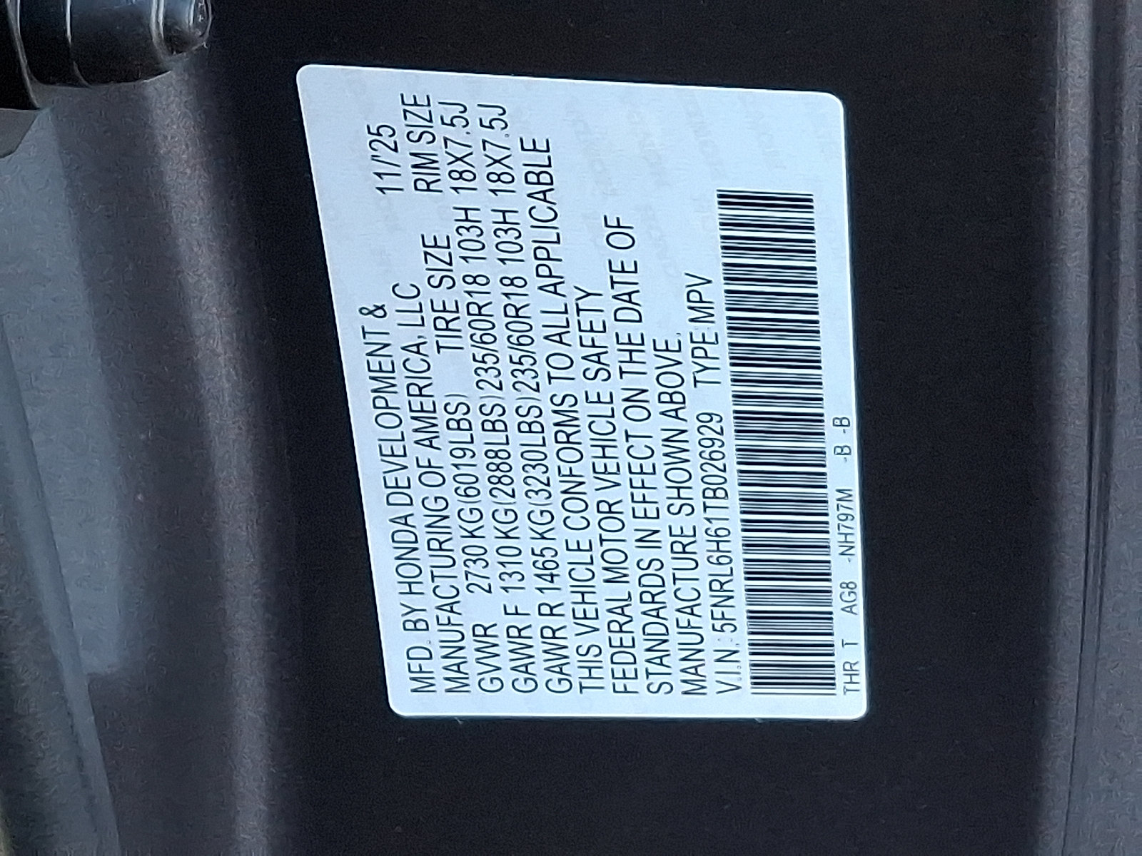 New 2026 Honda Odyssey EX-L image 10
