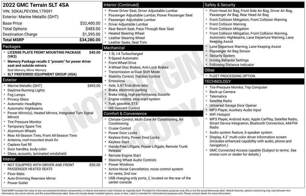 Certified 2022 GMC Terrain SLT FWD image 36