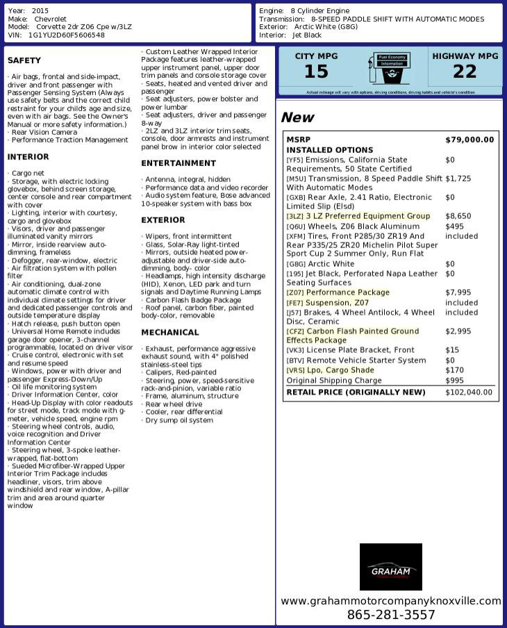 Used 2015 Chevrolet Corvette Z06 w/ 3LZ Preferred Equipment Group image 45