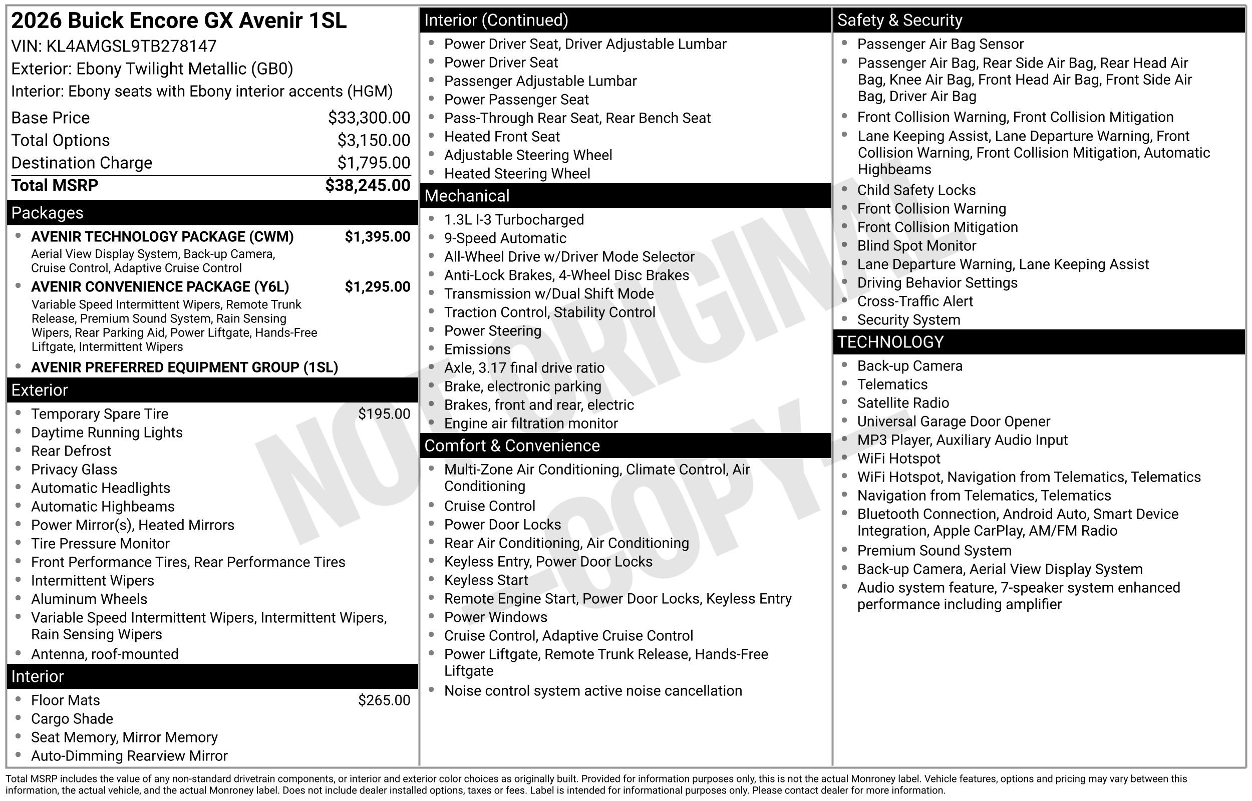 New 2026 Buick Encore GX Avenir w/ Avenir Technology Package AWD/4WD image 42