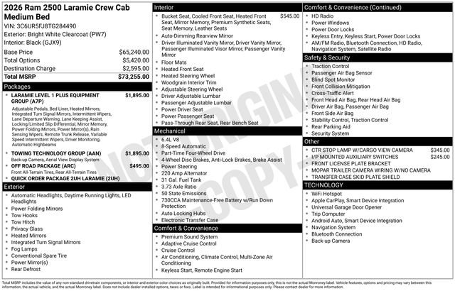 New 2026 RAM 2500 Laramie w/ Towing Technology Group AWD/4WD image 16