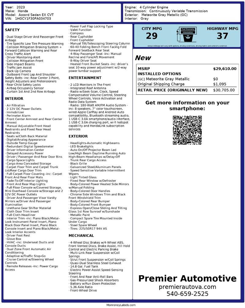 Used 2023 Honda Accord EX image 2