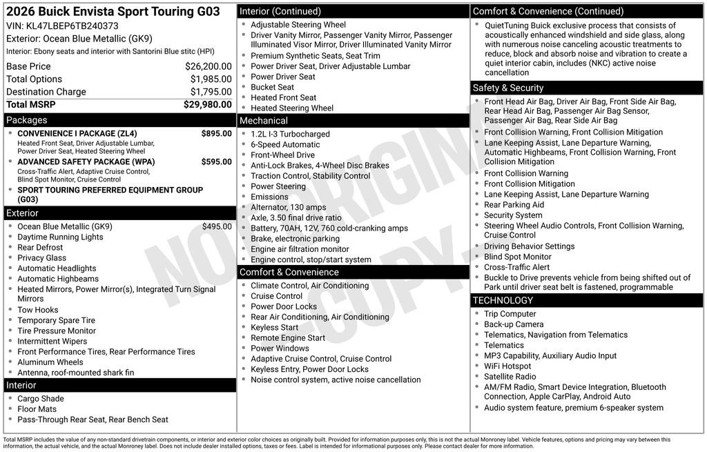 New 2026 Buick Envista Sport Touring w/ Convenience I Package FWD image 5