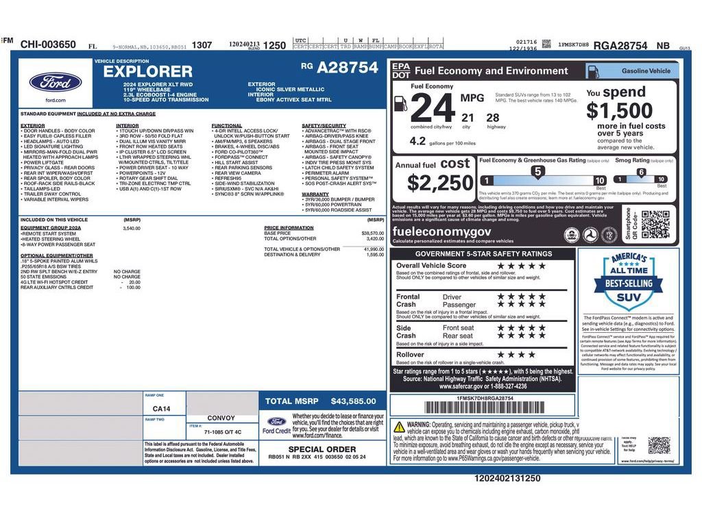 Used 2024 Ford Explorer XLT w/ Equipment Group 202A image 4
