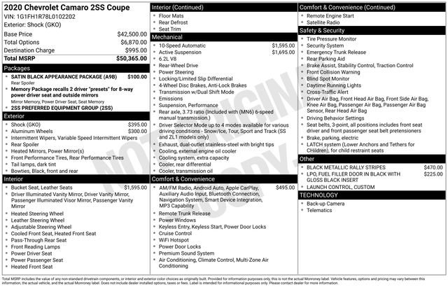 Used 2020 Chevrolet Camaro SS image 6