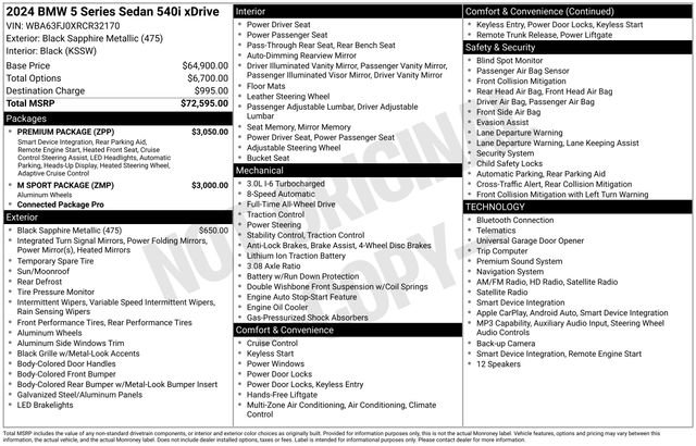 Certified 2024 BMW 540i xDrive w/ Premium Package AWD/4WD image 41
