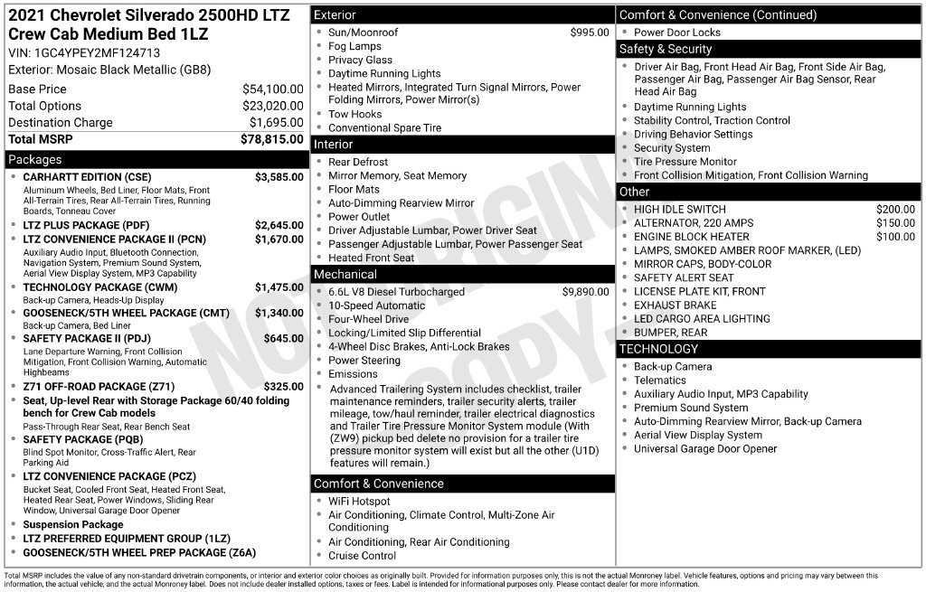 Used 2021 Chevrolet Silverado 2500 LTZ w/ Carhartt Edition AWD/4WD image 6