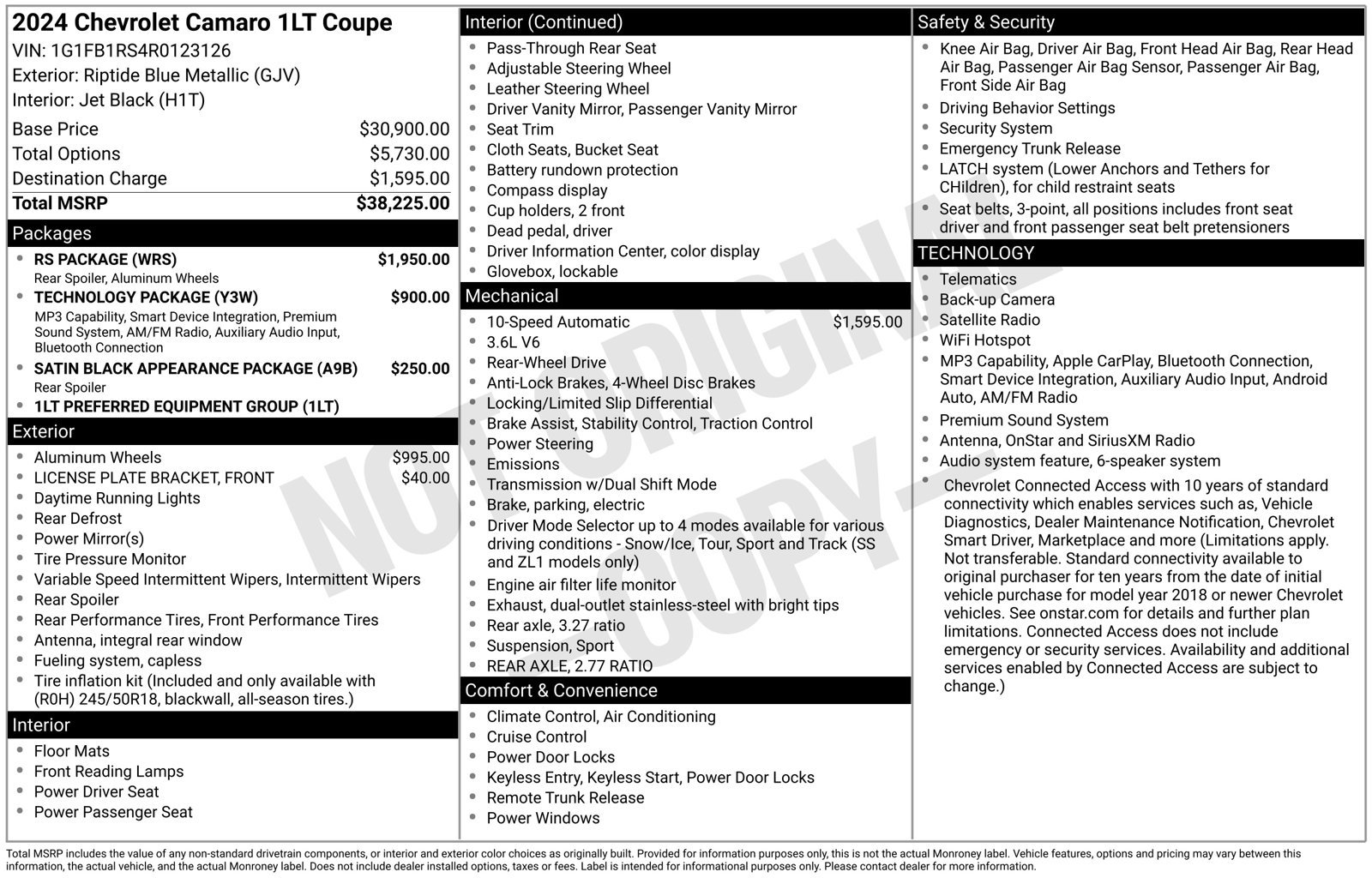 Used 2024 Chevrolet Camaro LT w/ RS Package RWD image 18