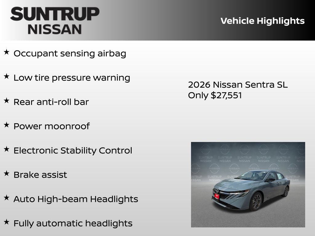 New 2026 Nissan Sentra SL w/ Floor Mat Package FWD image 23