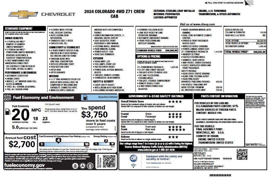 Used 2024 Chevrolet Colorado Z71 w/ Z71 Convenience Package 2 AWD/4WD image 6