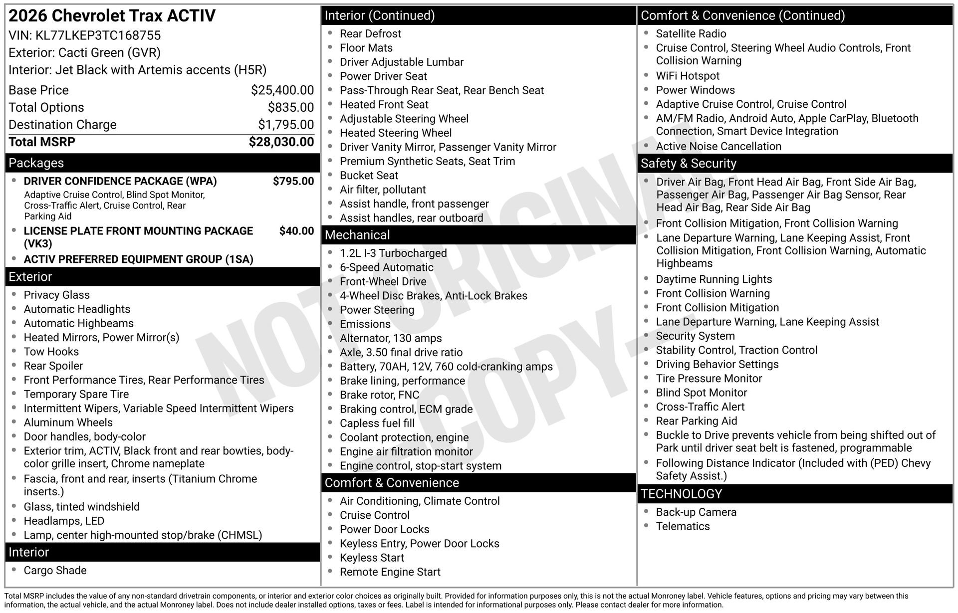 New 2026 Chevrolet Trax ACTIV w/ Driver Confidence Package FWD image 4
