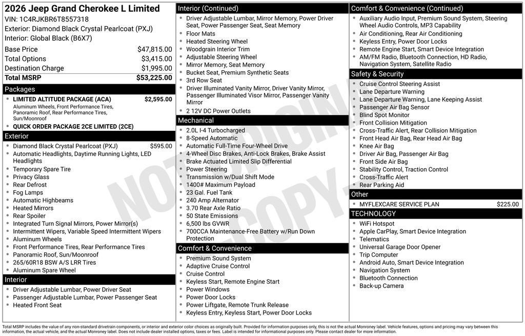 New 2026 Jeep Grand Cherokee L Limited w/ Limited Altitude Package AWD/4WD image 8