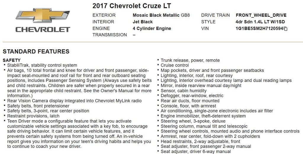 Used 2017 Chevrolet Cruze LT FWD image 16