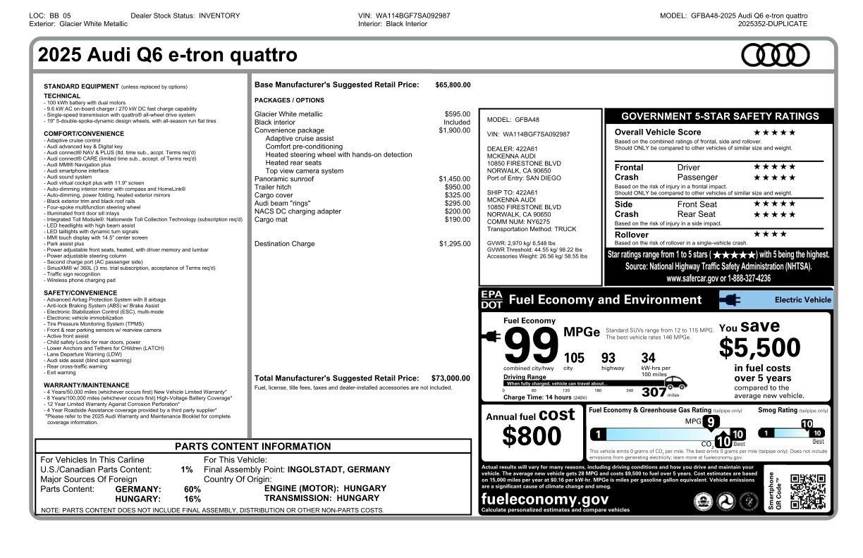 New 2025 Audi Q6 e-tron Premium AWD/4WD image 6