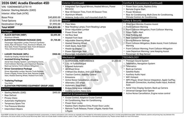 Used 2026 GMC Acadia Elevation w/ Black Edition AWD/4WD image 31