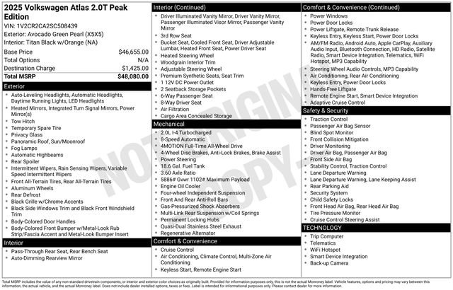 Used 2025 Volkswagen Atlas Peak Edition SE image 9