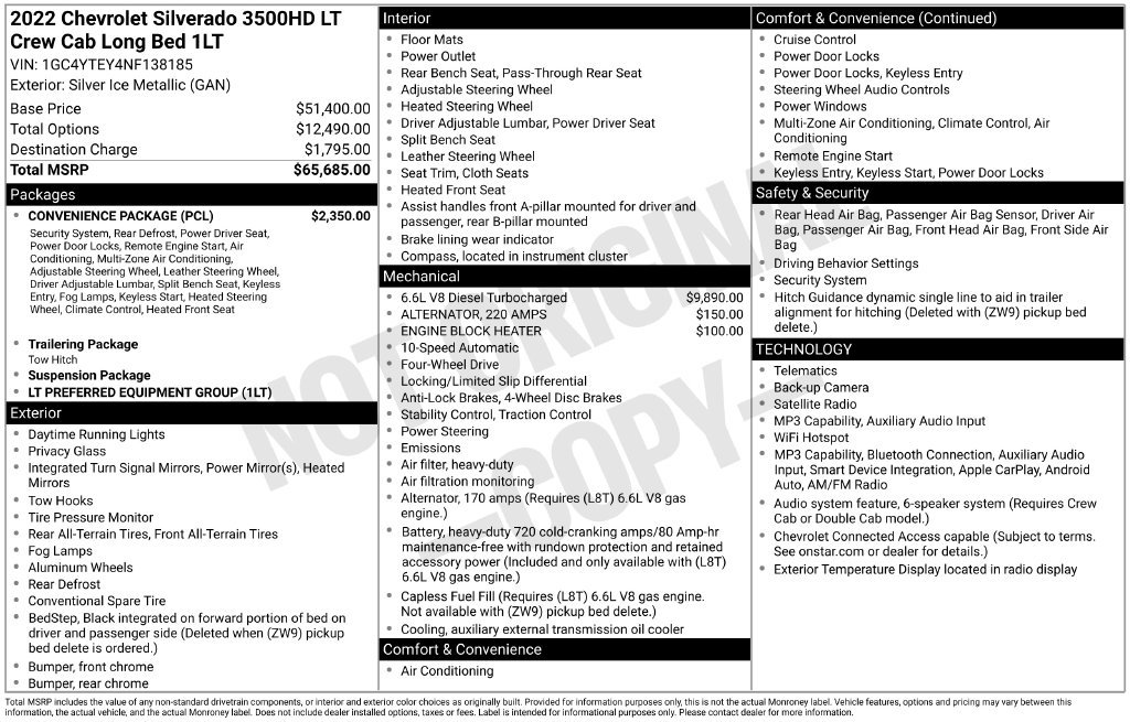 Used 2022 Chevrolet Silverado 3500 LT w/ Convenience Package AWD/4WD image 2