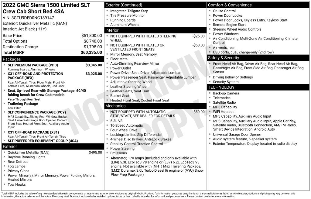 Used 2022 GMC Sierra 1500 SLT w/ SLT Premium Package AWD/4WD image 42