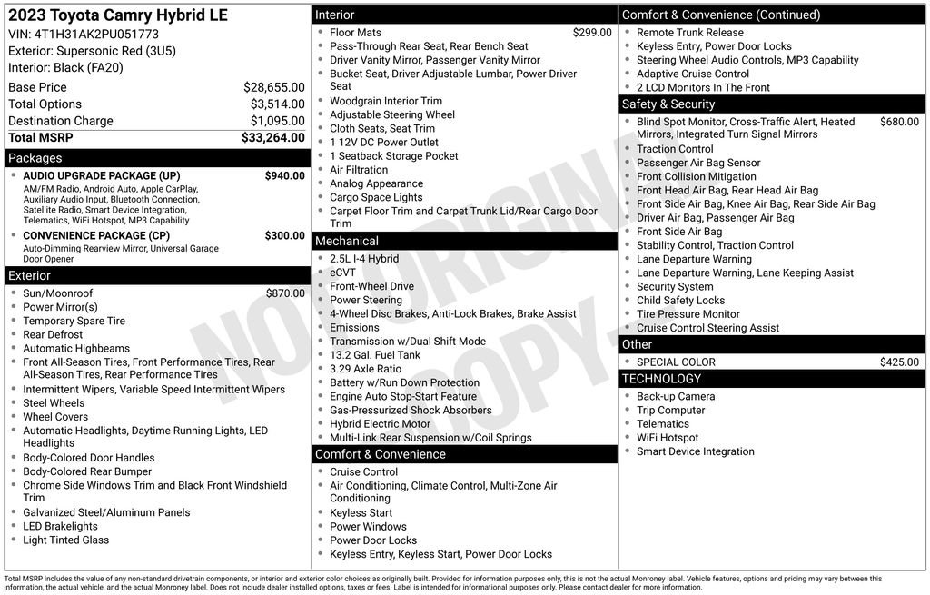 Used 2023 Toyota Camry LE w/ Audio Upgrade Package FWD image 52