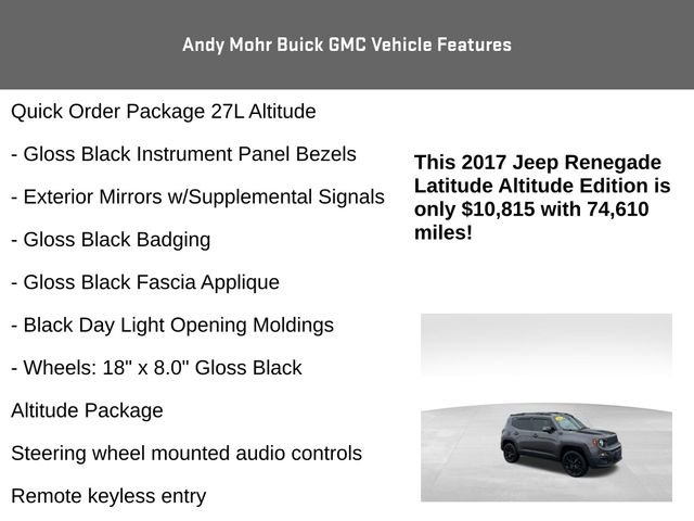Used 2017 Jeep Renegade Altitude w/ Safety & Security Group (ALP) image 12