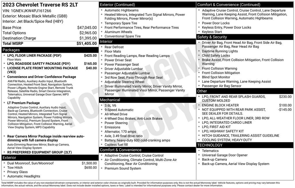 Used 2023 Chevrolet Traverse RS w/ LPO, Floor Liner Package AWD/4WD image 41
