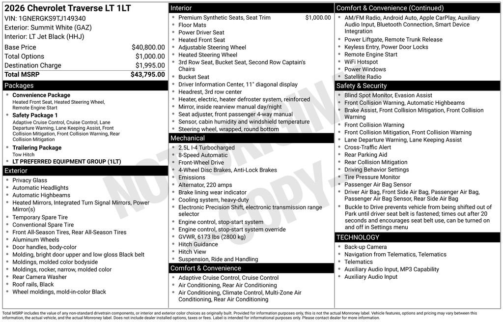 New 2026 Chevrolet Traverse LT FWD image 8
