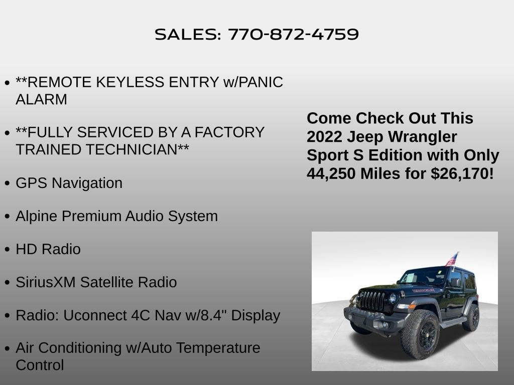 Used 2022 Jeep Wrangler Sport AWD/4WD image 20