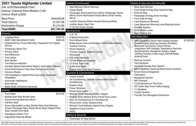 Certified 2021 Toyota Highlander Limited FWD image 34