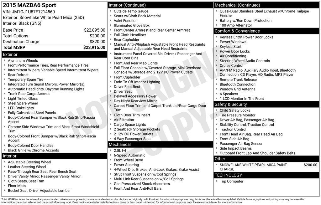 Used 2015 MAZDA MAZDA6 Sport image 38