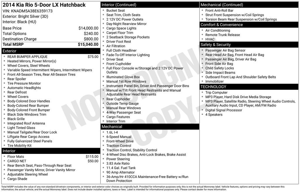 Used 2014 Kia Rio LX FWD image 3