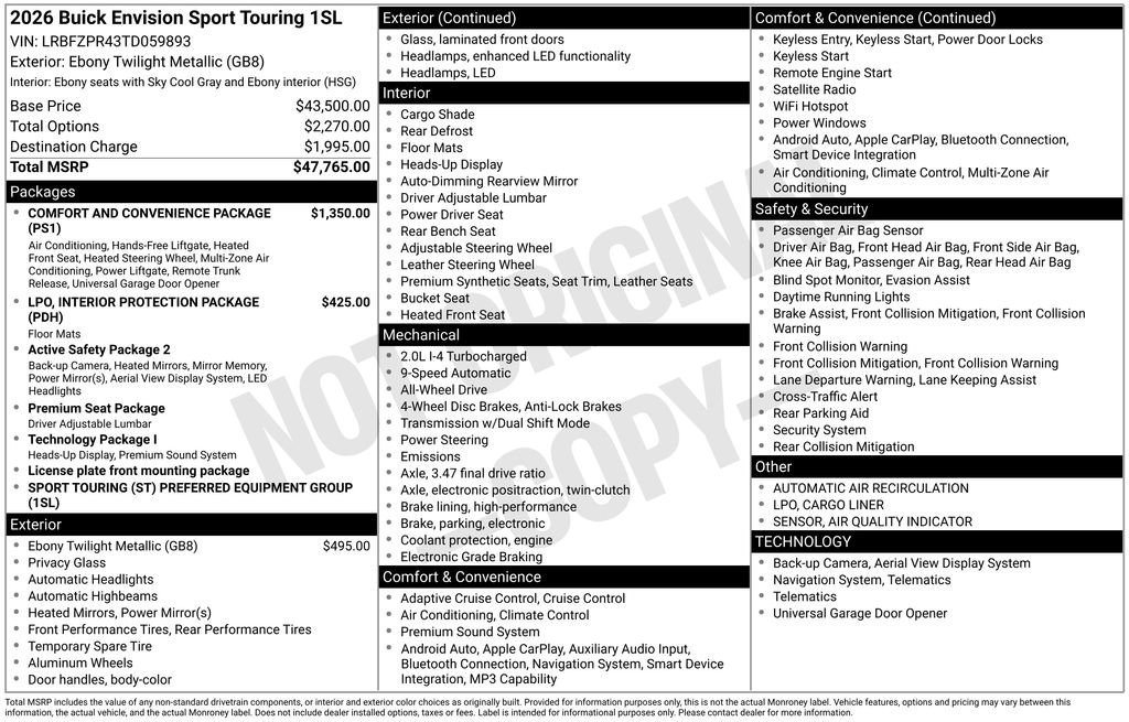 New 2026 Buick Envision Sport Touring AWD/4WD image 47