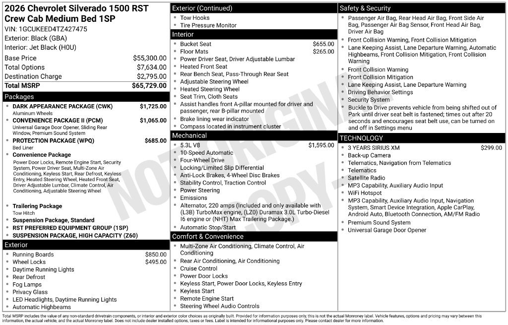 New 2026 Chevrolet Silverado 1500 RST w/ Dark Appearance Package AWD/4WD image 2