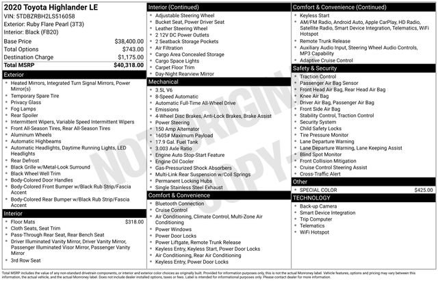 Certified 2020 Toyota Highlander LE image 32