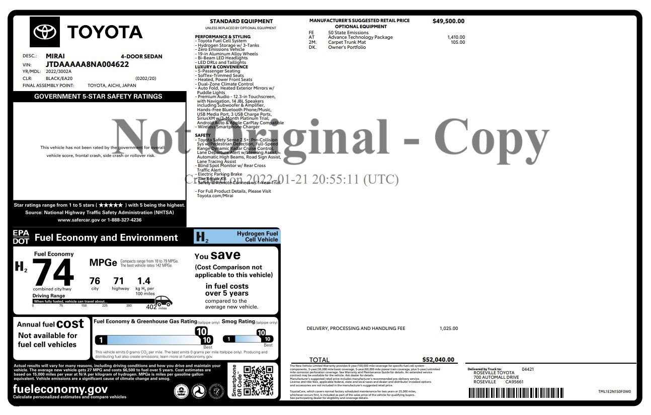 Used 2022 Toyota Mirai XLE w/ Advanced Technology Package image 4