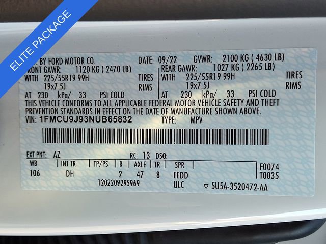 Certified 2022 Ford Escape Titanium w/ Titanium Elite Package image 29