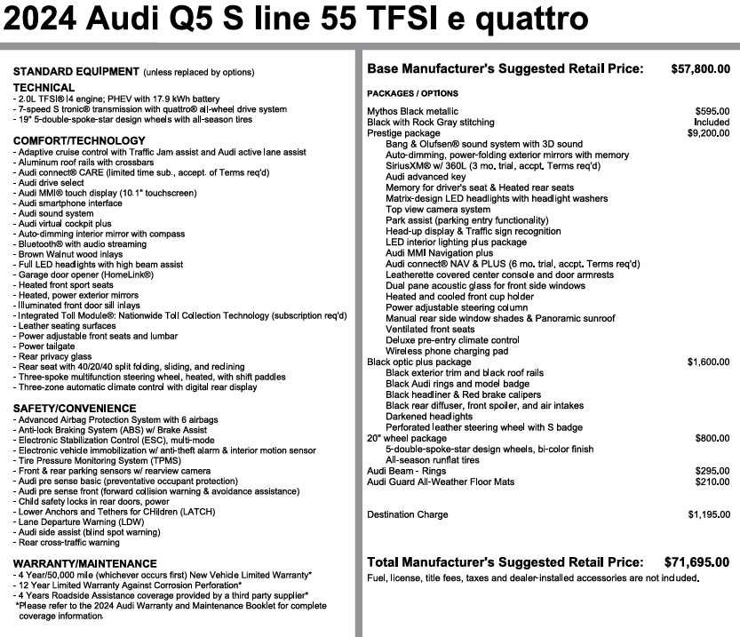 Used 2024 Audi Q5 e Prestige