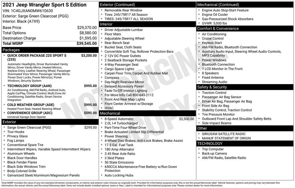 Certified 2021 Jeep Wrangler Sport S image 48