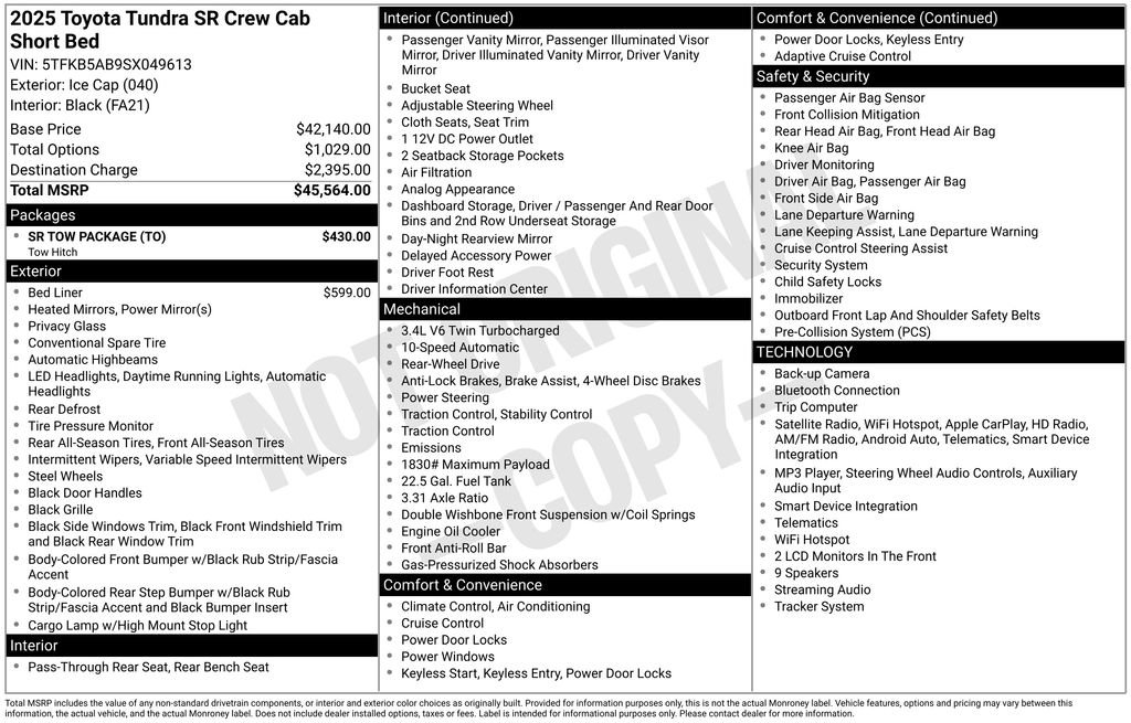 Used 2025 Toyota Tundra SR w/ SR Tow Package RWD image 22