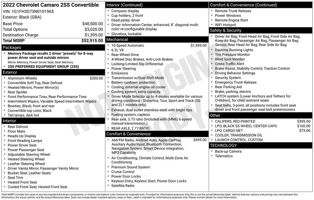 Used 2022 Chevrolet Camaro SS RWD image 33