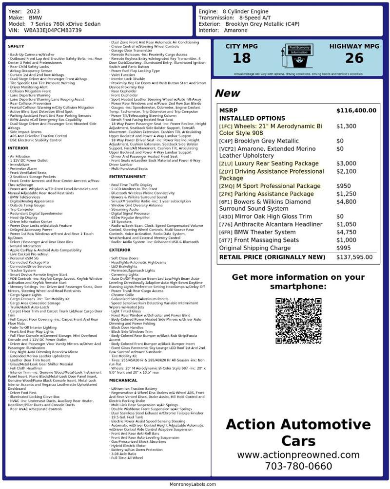 Used 2023 BMW 760i xDrive w/ Luxury Rear Seating Package AWD/4WD image 2