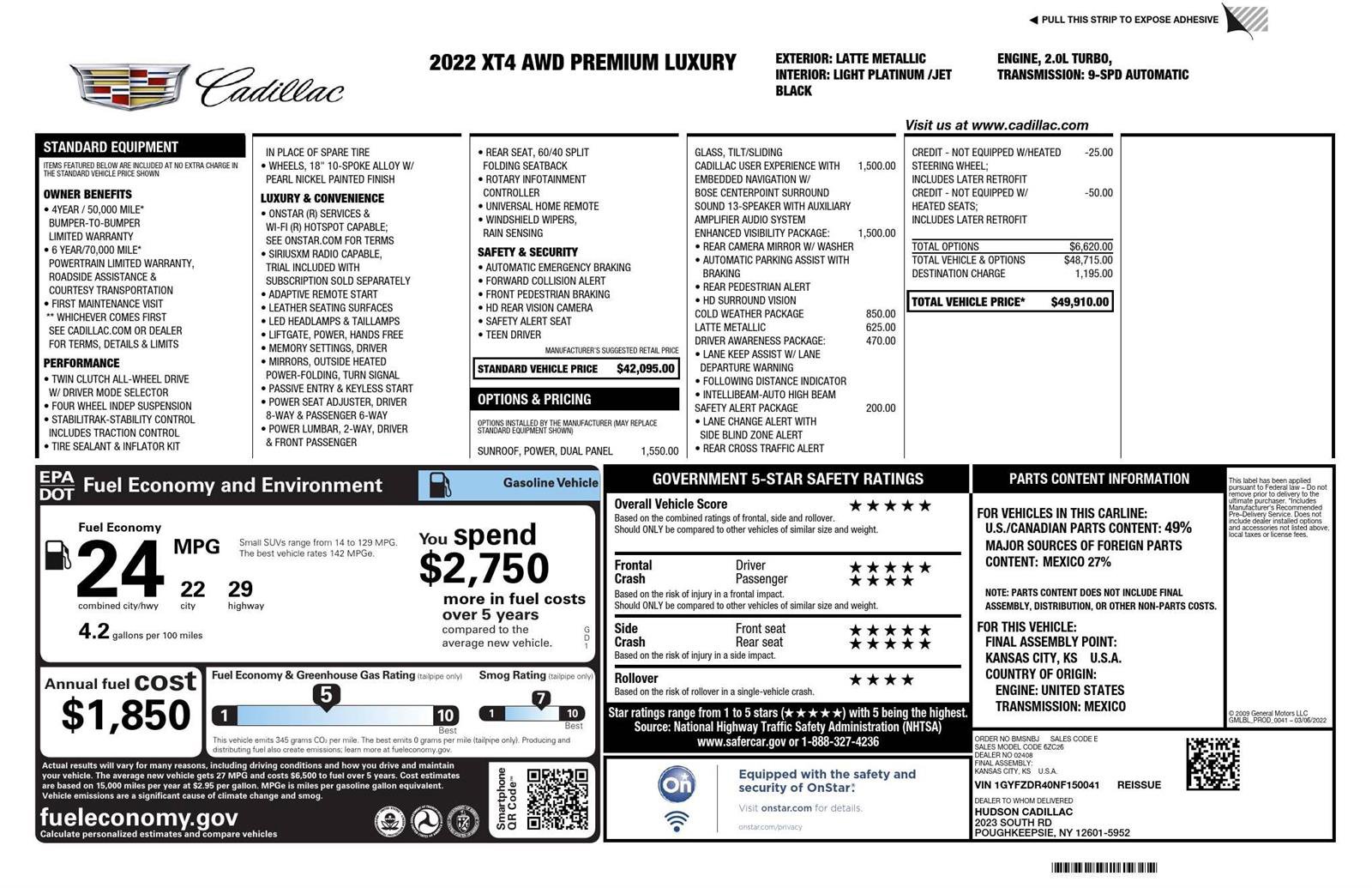 Used 2022 Cadillac XT4 Premium Luxury w/ Enhanced Visibility Package image 2