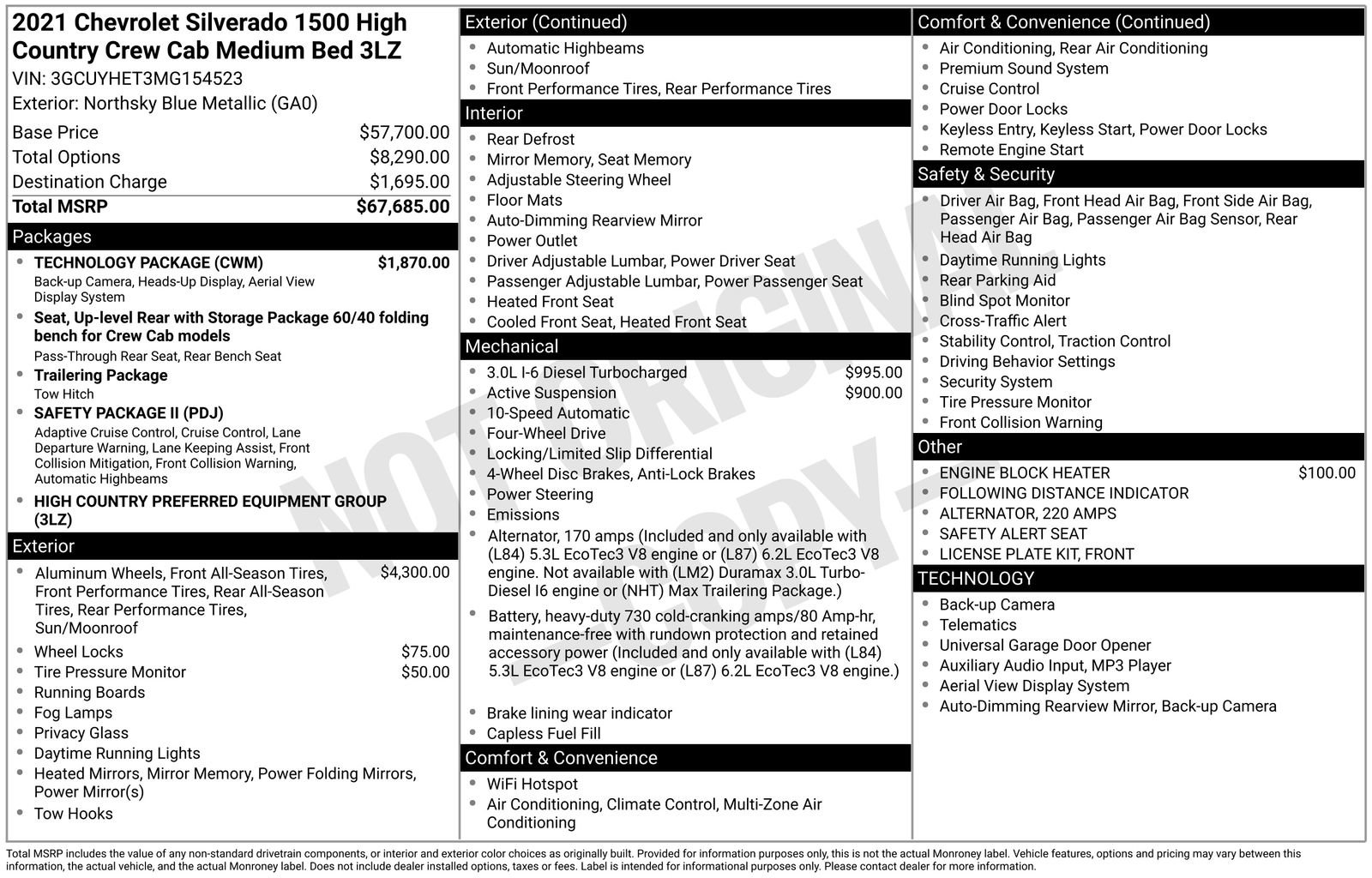 Used 2021 Chevrolet Silverado 1500 High Country w/ Technology Package AWD/4WD image 8