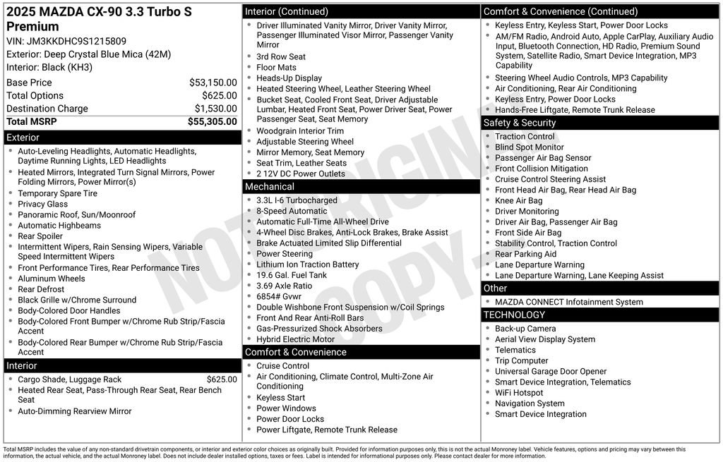 Used 2025 MAZDA CX-90 3.3 Turbo S w/ Premium Package image 7